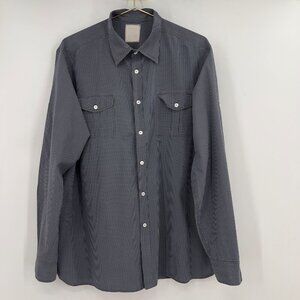 Billy Reid Big & Tall Men’s Long Sleeve Button Up Shirt Gray Check Size XXL